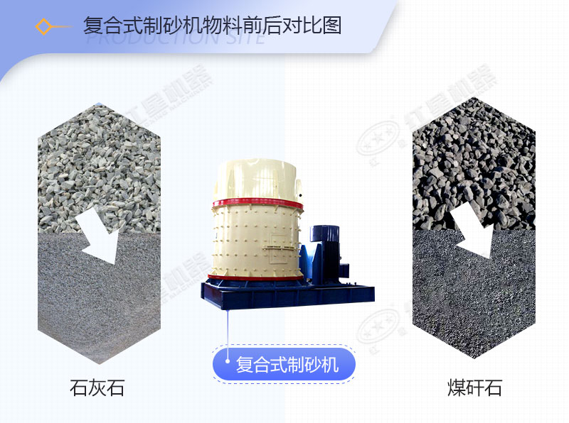 復(fù)合式制沙機碎沙前后對比照 復(fù)合式制沙機碎沙前后對比照